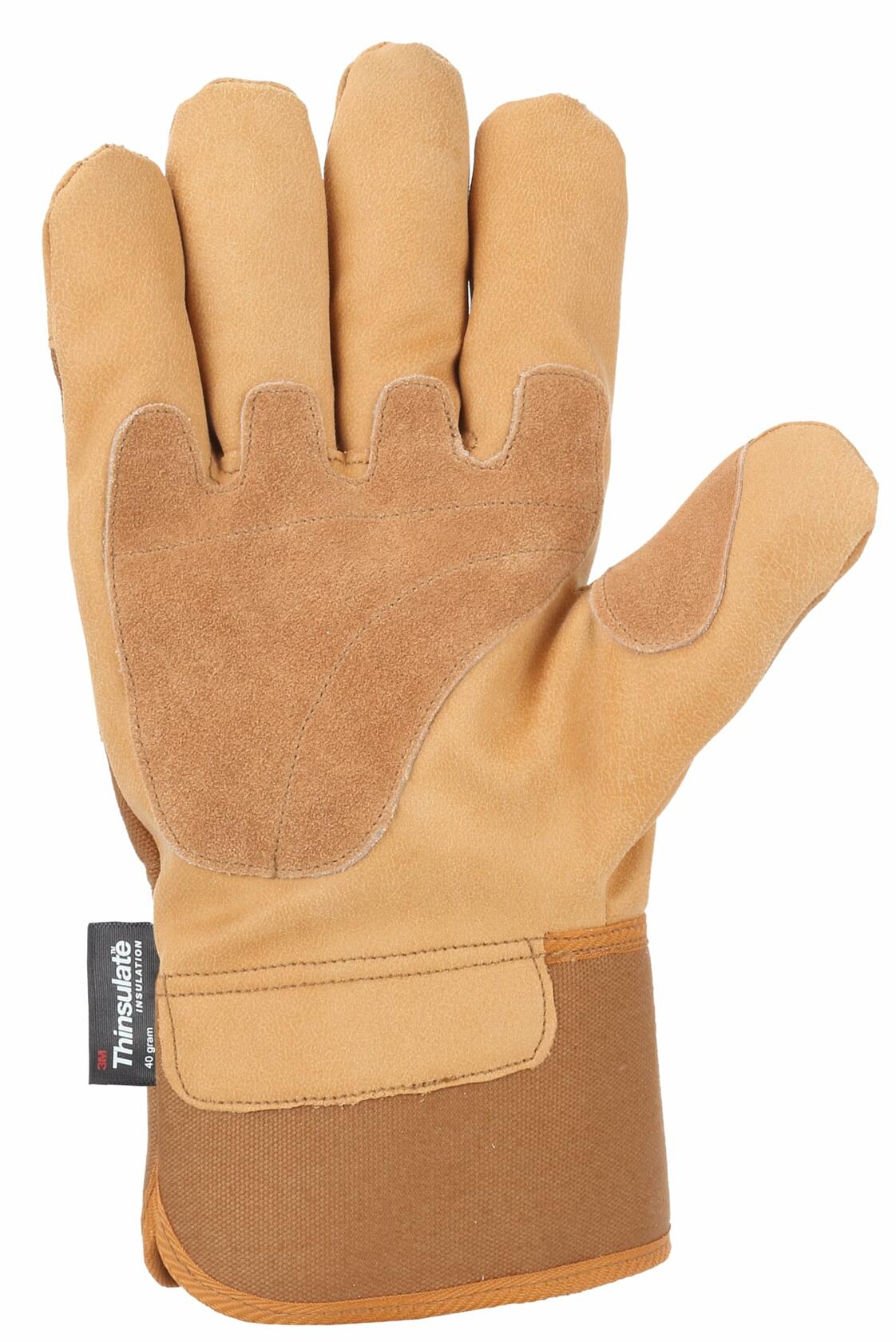 Carhartt Men's Insulated Duck Synthetic Leather Safety Cuff Glove, Brown, Medium