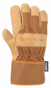 Carhartt Men's Insulated Duck Synthetic Leather Safety Cuff Glove, Brown, Medium