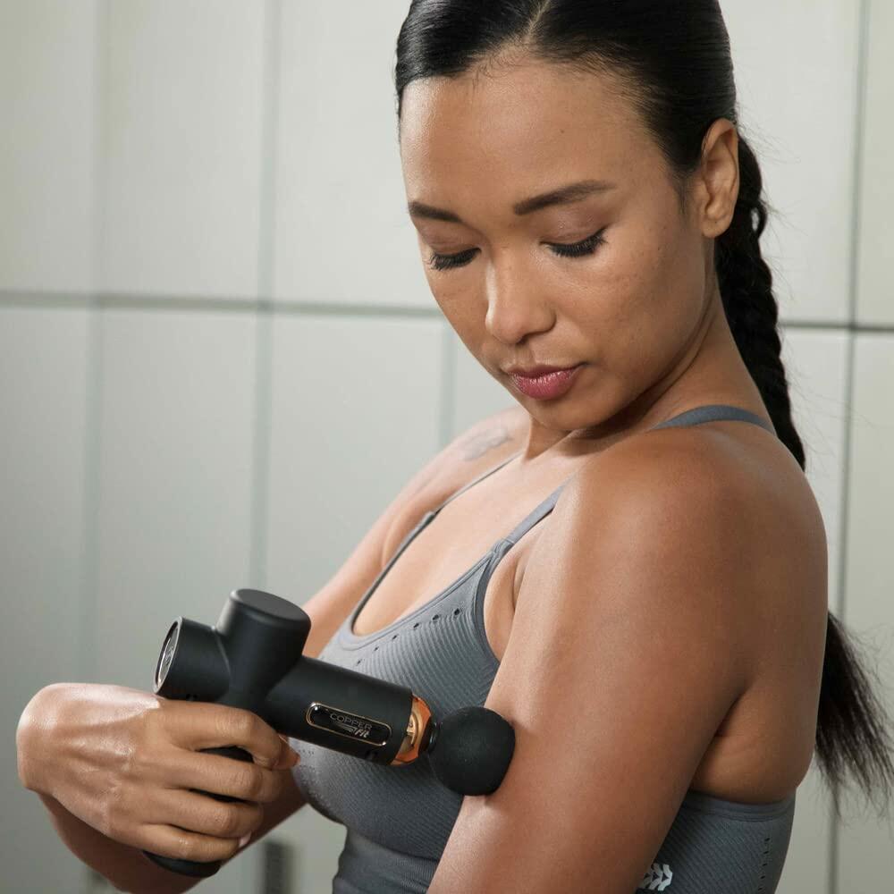 Copper Fit Unisex Adult Massage Gun, Rechargeable w/4 Massage Attachments, Black