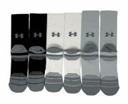 Under Armour Men's Perf Cushioned Crew Socks - 6 Pack (Large, Grey/Black/White)