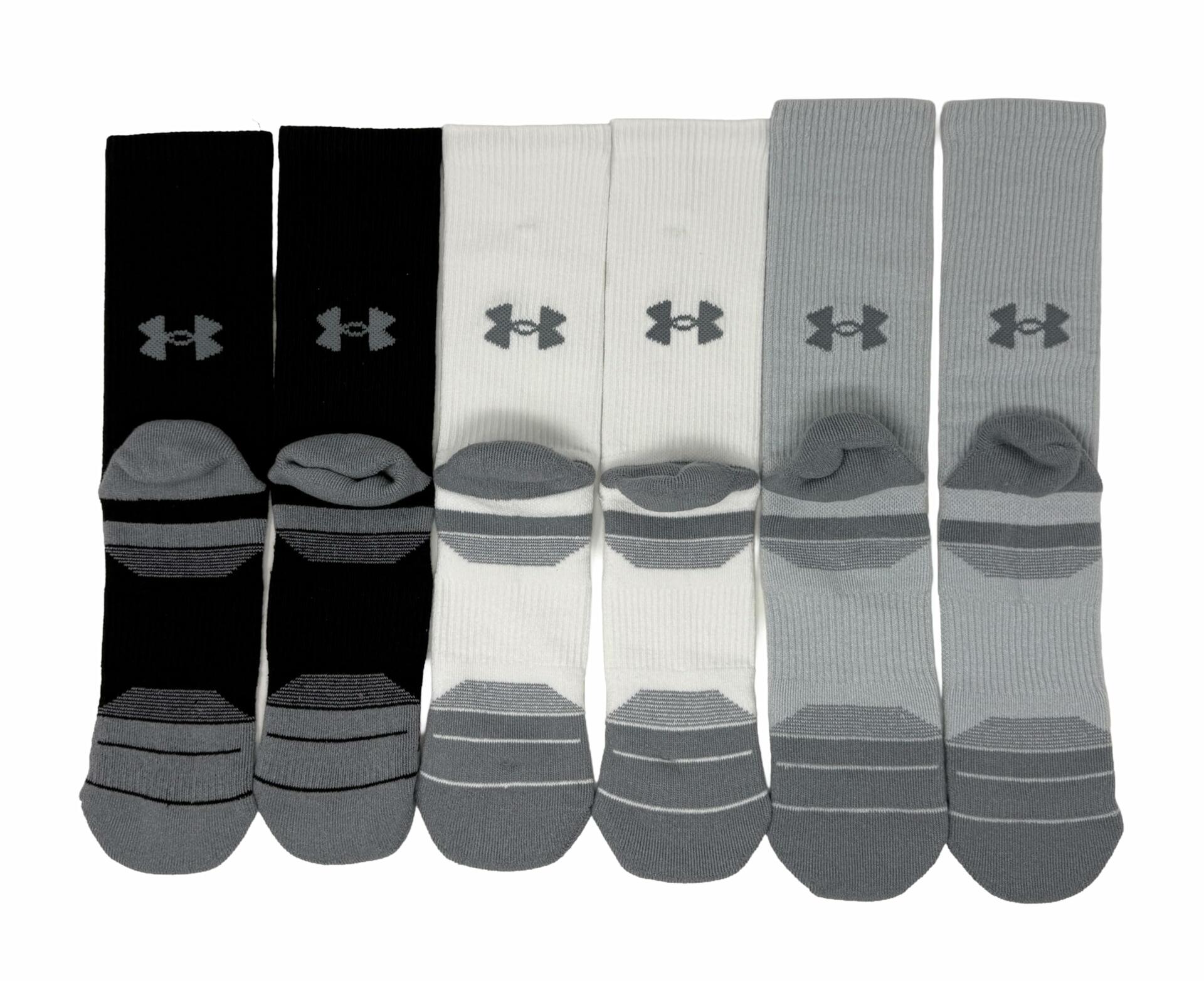Under Armour Men's Perf Cushioned Crew Socks - 6 Pack X-Large, Grey/Black/White