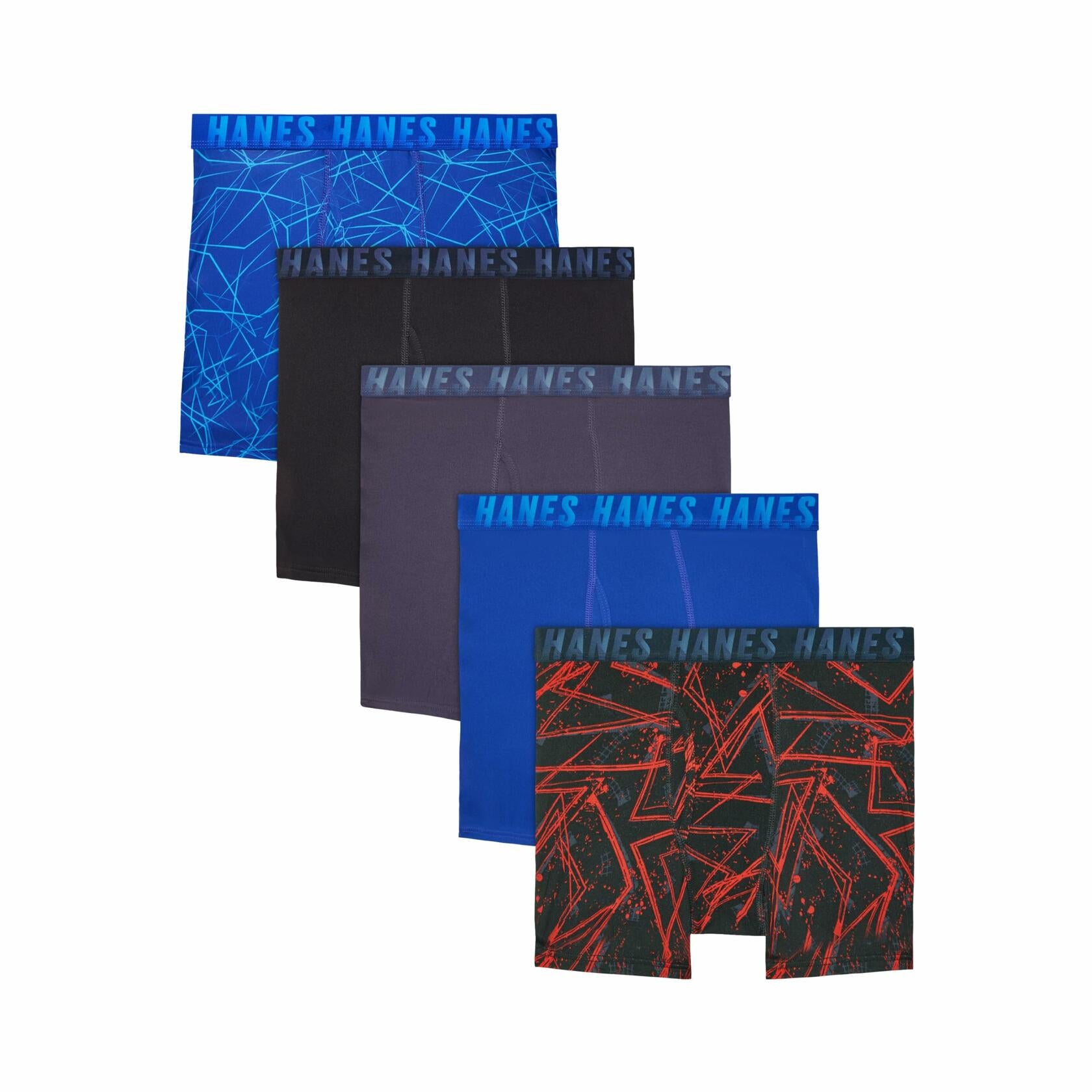 Hanes Moves Boys’ Performance Stretch Boxer Brief Underwear, 5-Pack XL Multi