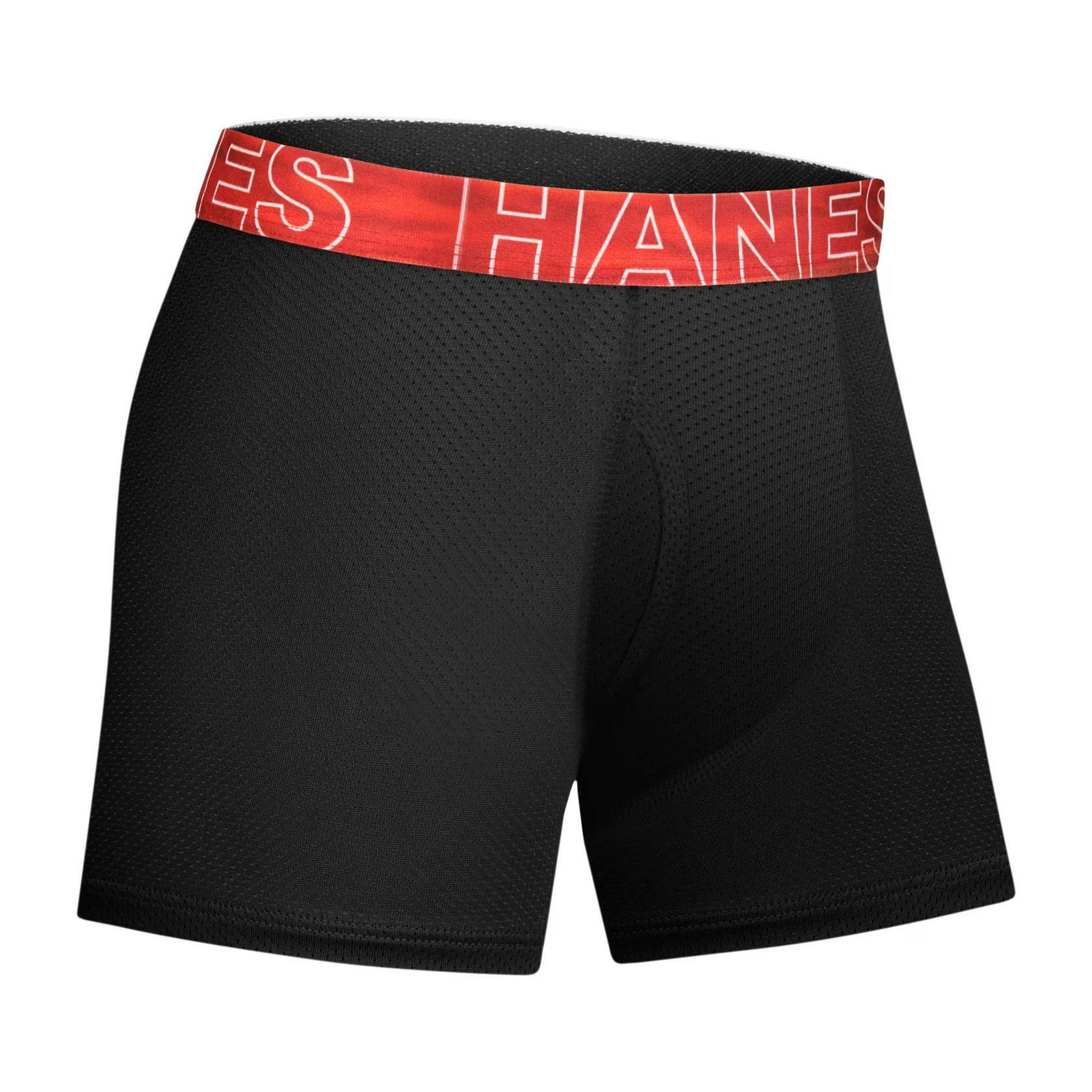 Hanes Boys Underwear Boxer Briefs, 5-Pack, Moves Breathable Mesh X-Temp L Black