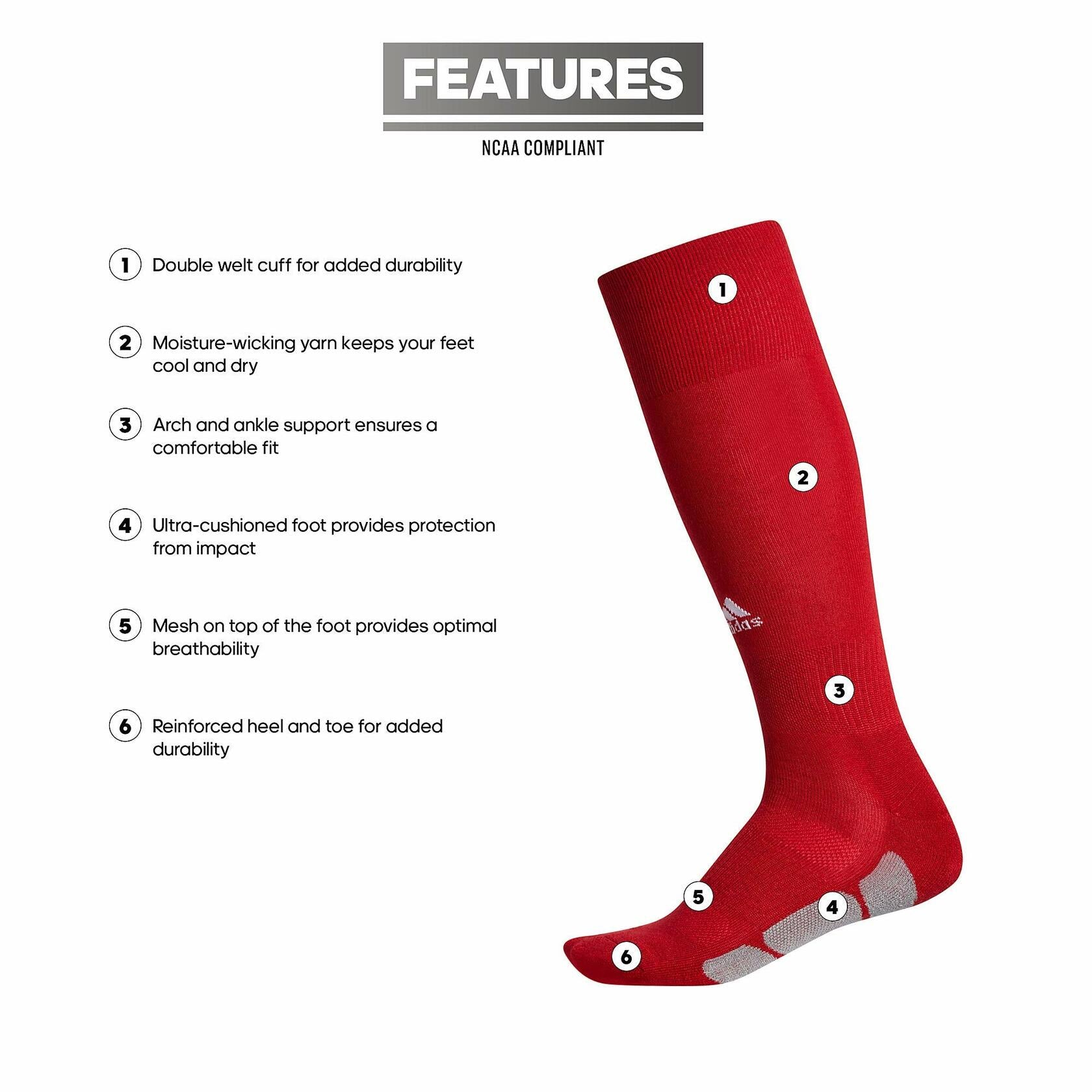 adidas Icon Baseball Softball Socks (1-Pair), Red/Light Onix Grey/White, Large