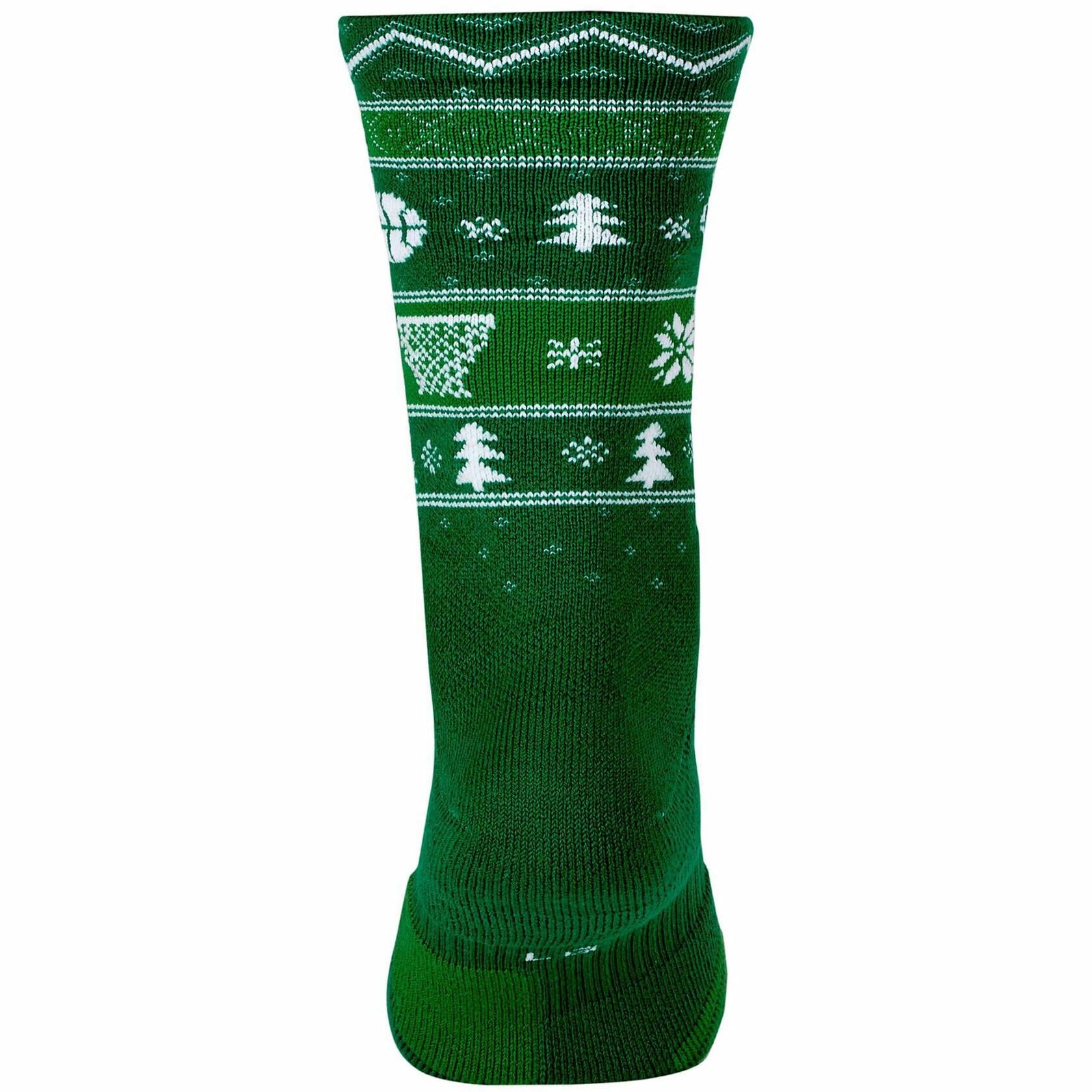 Nike Elite Men's Christmas Crew Socks Medium (Men 6-8, Women 6-10} Green, White