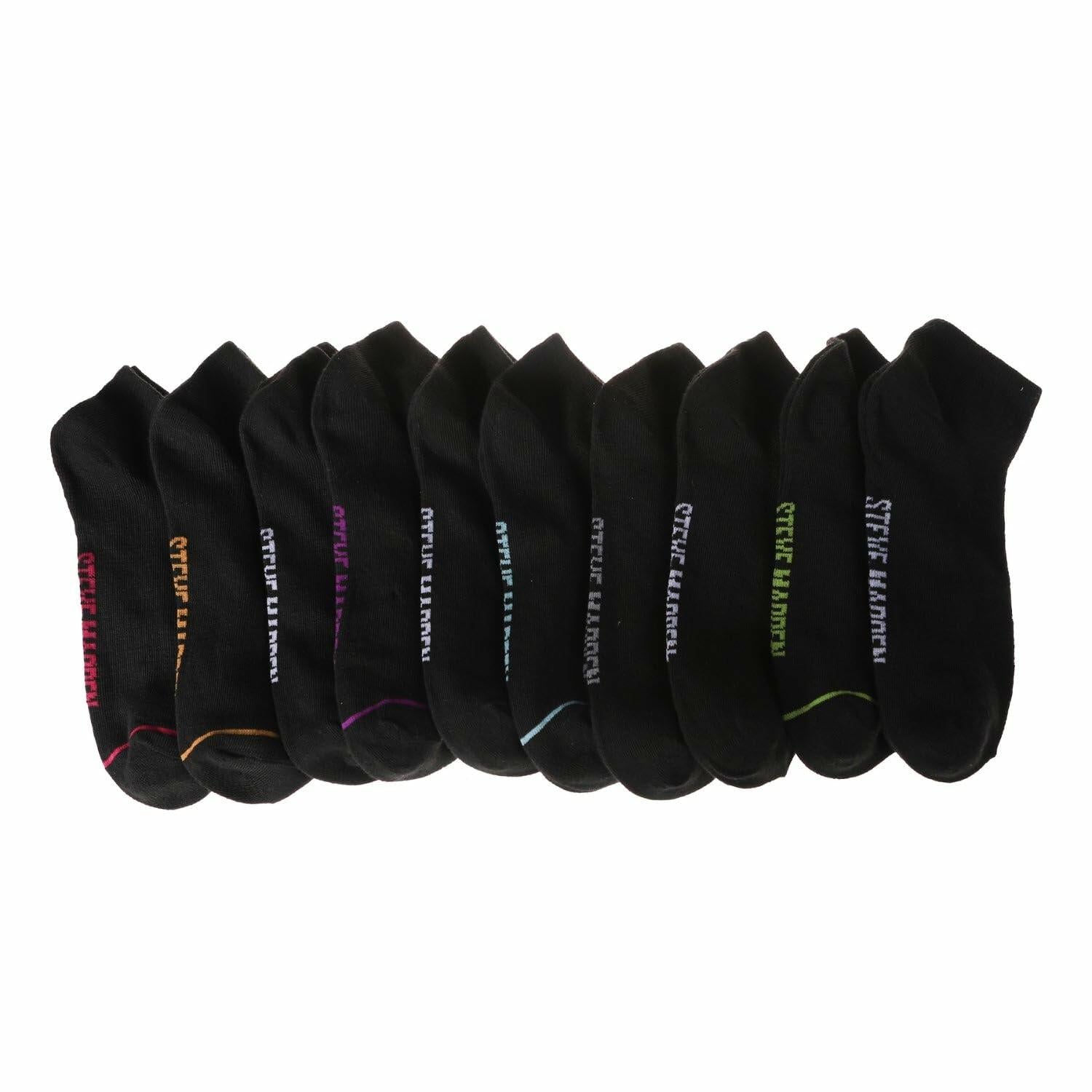 Steve Madden Women's 10 Pairs Low Cut Sport Socks - Black (10 PK) Sock Size 9-11