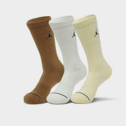 Jordan Men's Everyday Crew Socks (3-Pack) in Beige/Light Tan Size Large