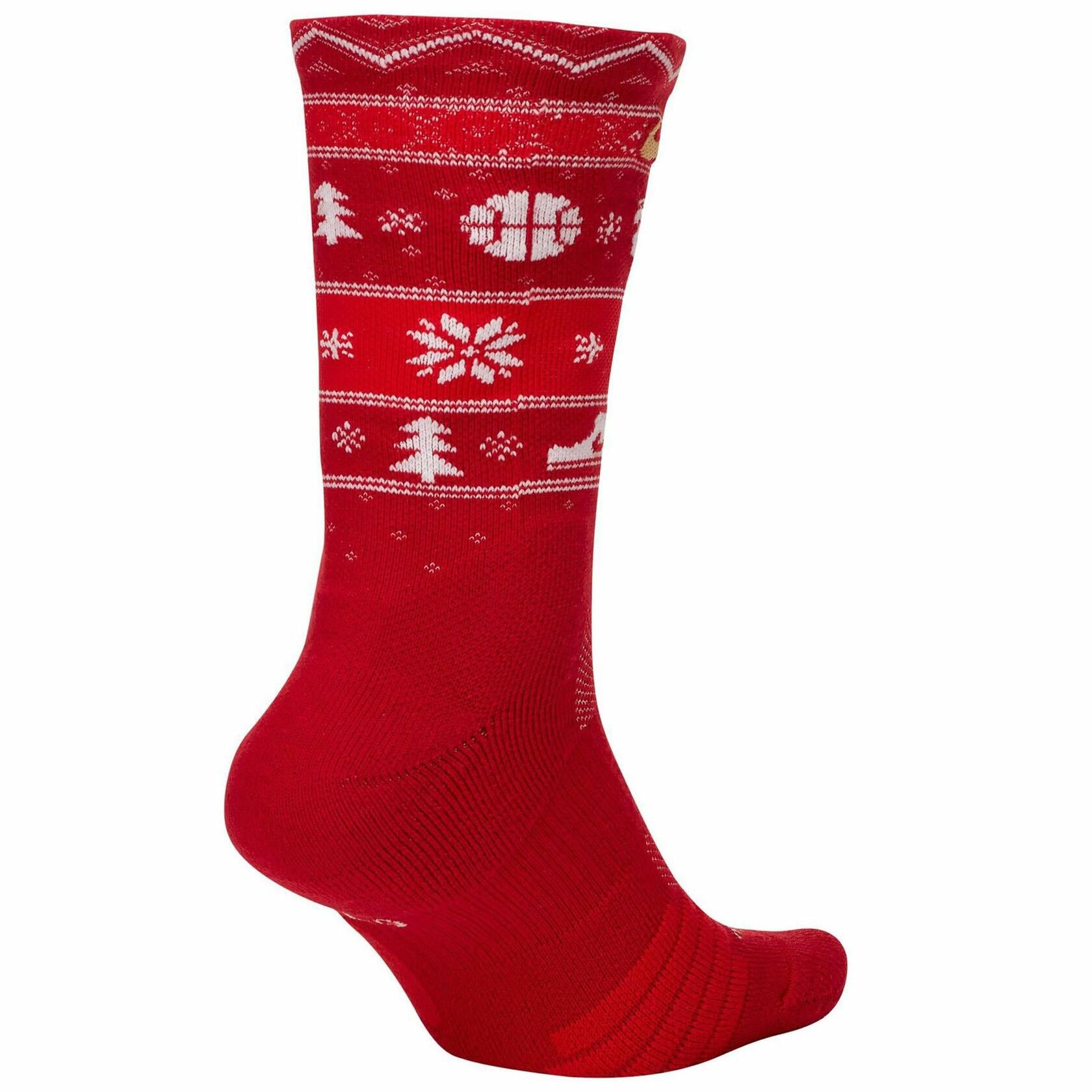 Nike Elite Christmas Socks Crew Small (Women 4-6, Youth 3Y-5Y) Red, White