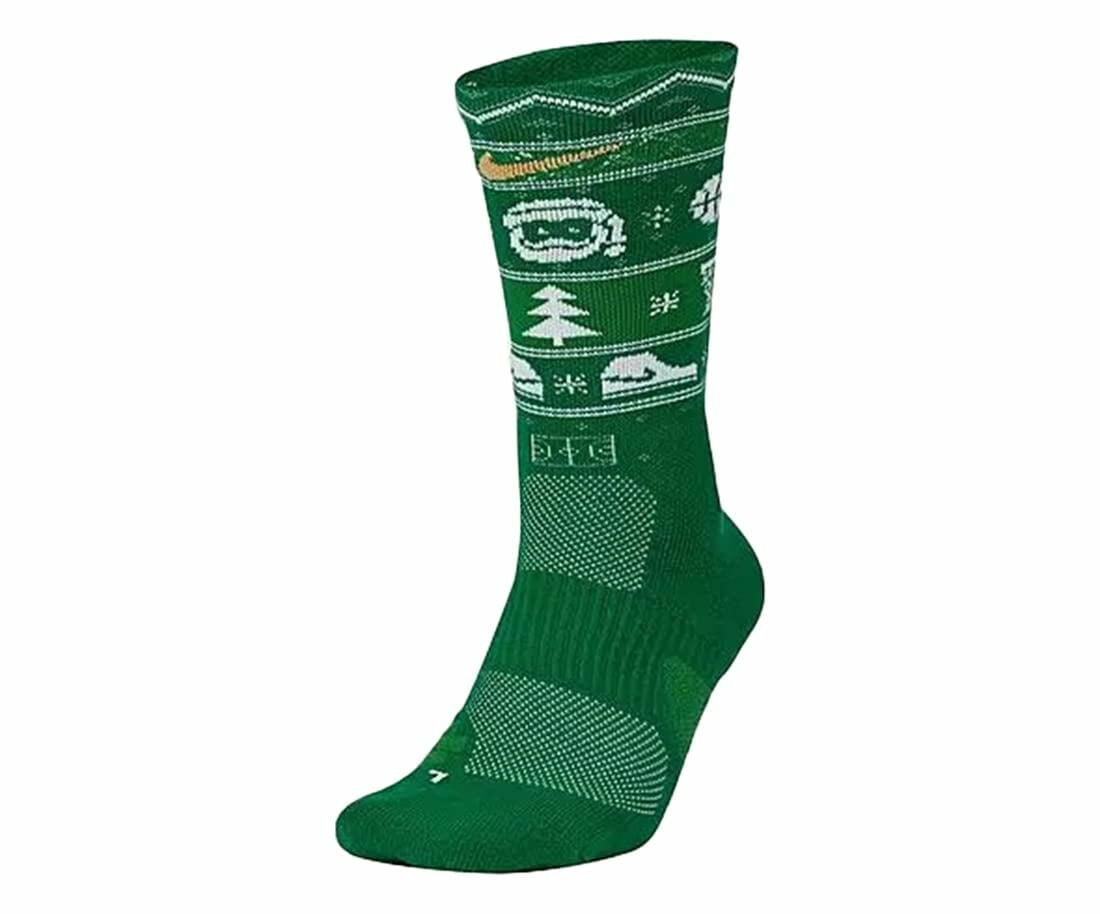 Nike Elite Christmas Socks Crew Med Clover/White/Club Gold (Men 8-12 Women 10-13