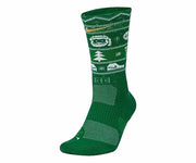 Nike Elite Christmas Socks Crew Med Clover/White/Club Gold (Men 8-12 Women 10-13