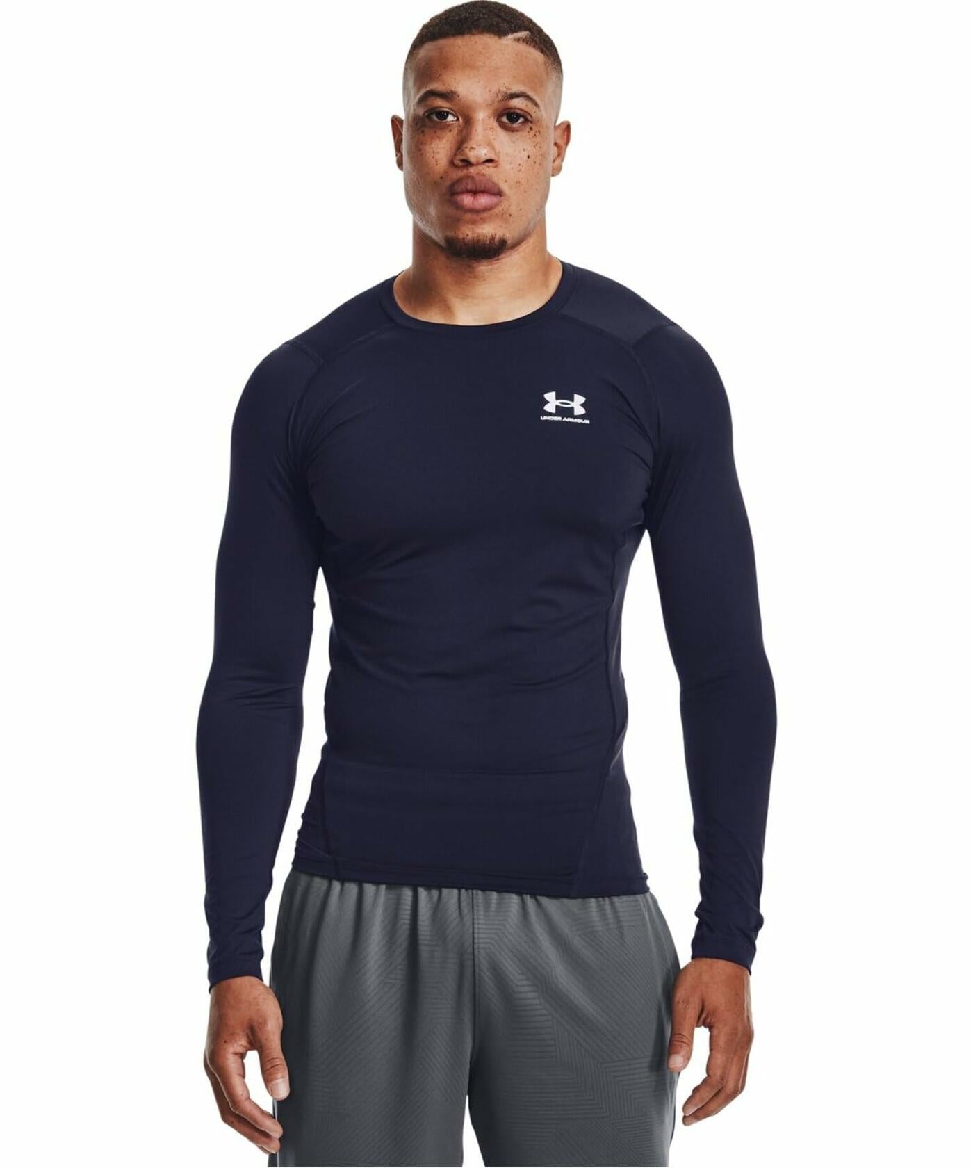 Under Armour Men's Armour HeatGear Compression Long-Sleeve T-Shirt , Midnight Navy (410)/White, X-Large