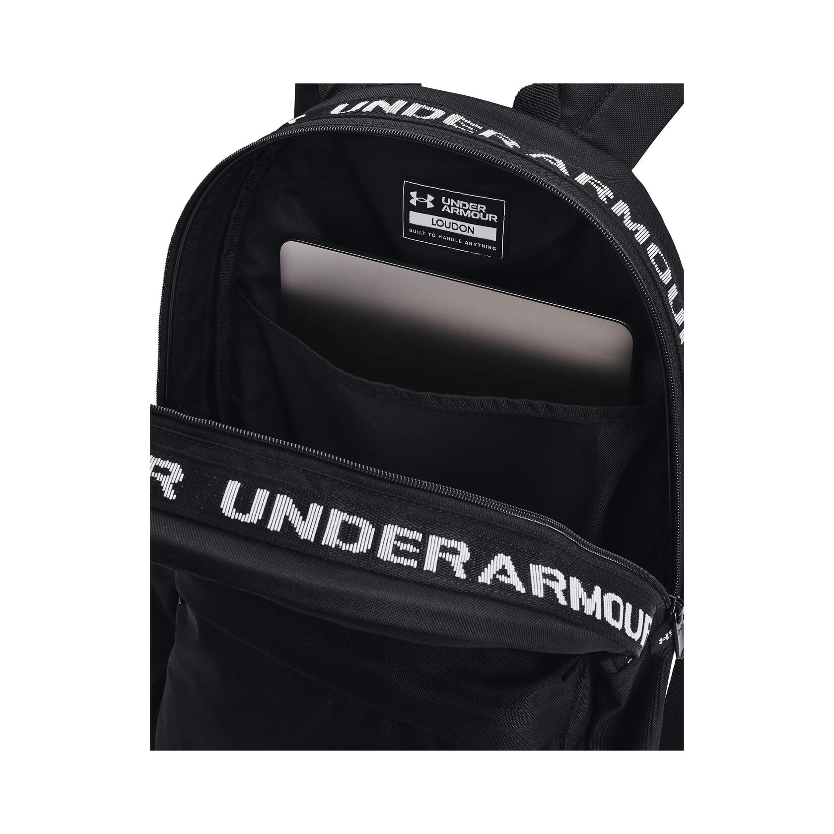 Under Armour Unisex Loudon Backpack, Black (001)/White, One Size Fits All