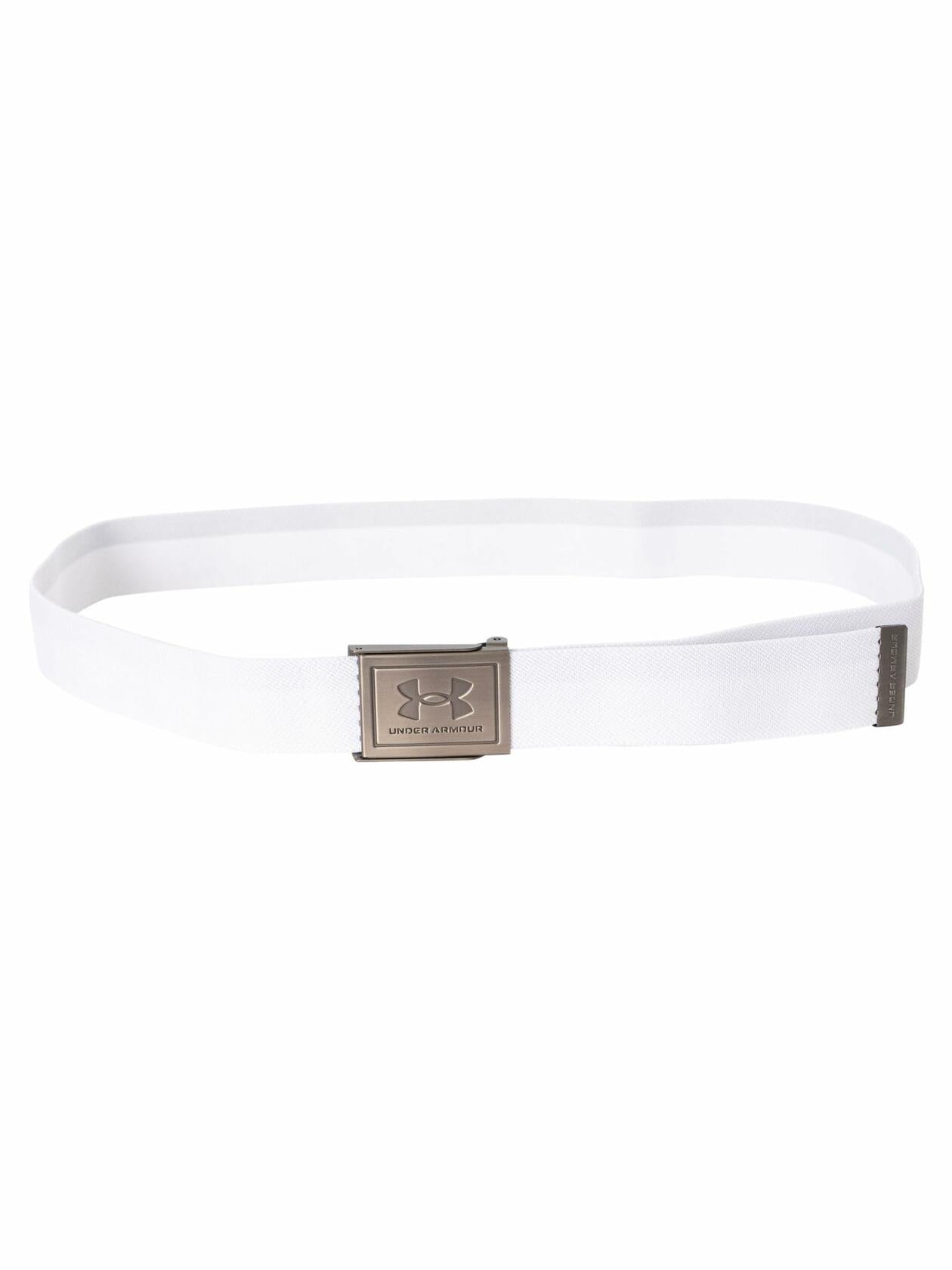 Under Armour Men's Stretch Webbing Belt, (100) White/Steel/Steel, OSFM
