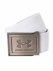 Under Armour Men's Stretch Webbing Belt, (100) White/Steel/Steel, OSFM