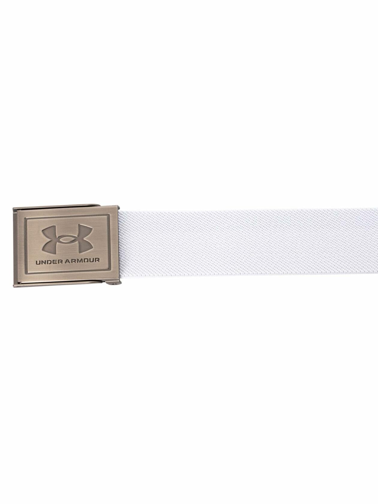 Under Armour Men's Stretch Webbing Belt, (100) White/Steel/Steel, OSFM