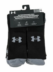 Under Armour Men's Perf Tech Cushioned Crew Socks - 6 Pk Large Black/Black/Black