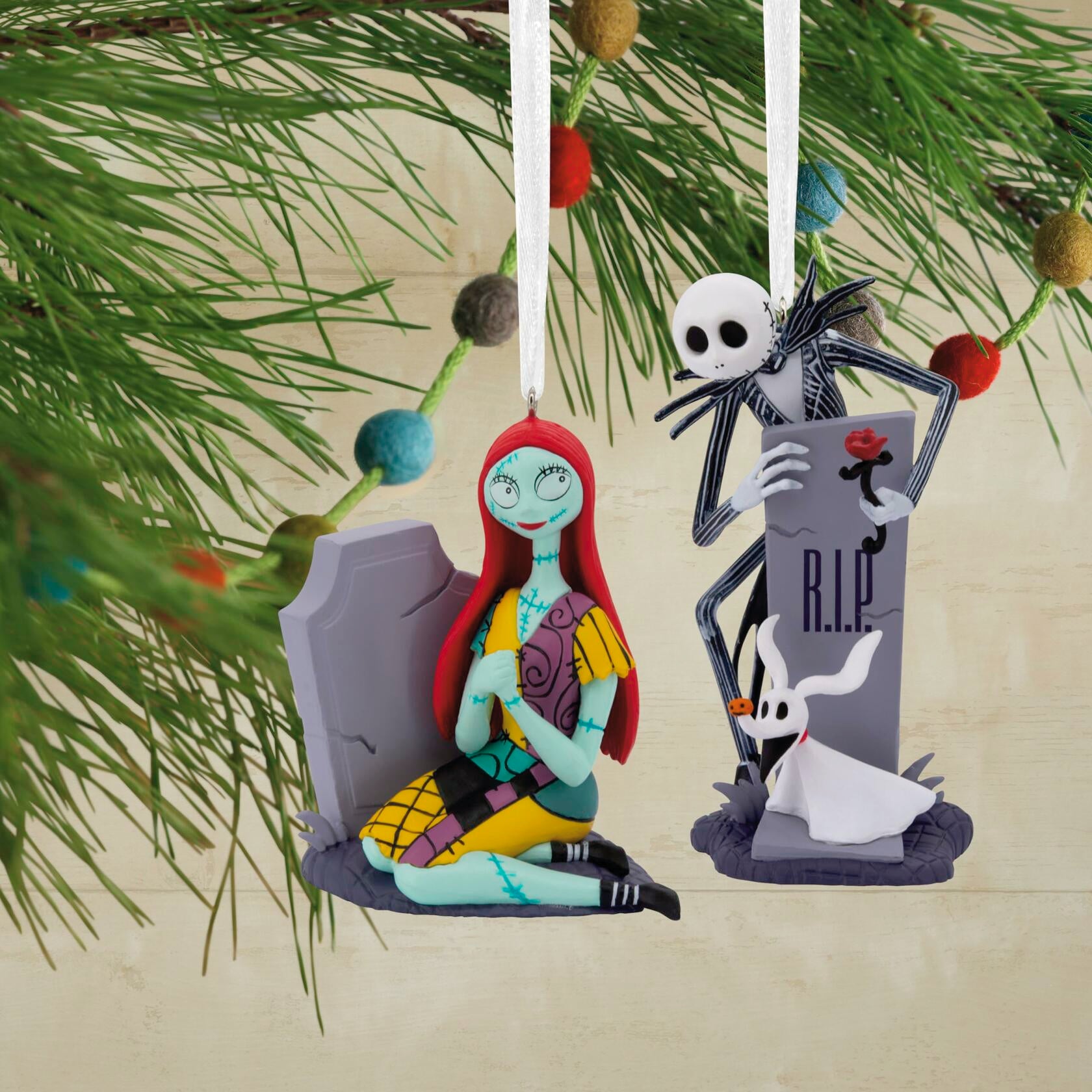 Hallmark Disney's Nightmare before Christmas Jack & Sally w/ Tombstones Set of 2