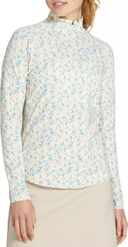 Walter Hagen Women's Performance 11 UV Suncover 1/4 Zip, Large, Fresco Ditsy Lem