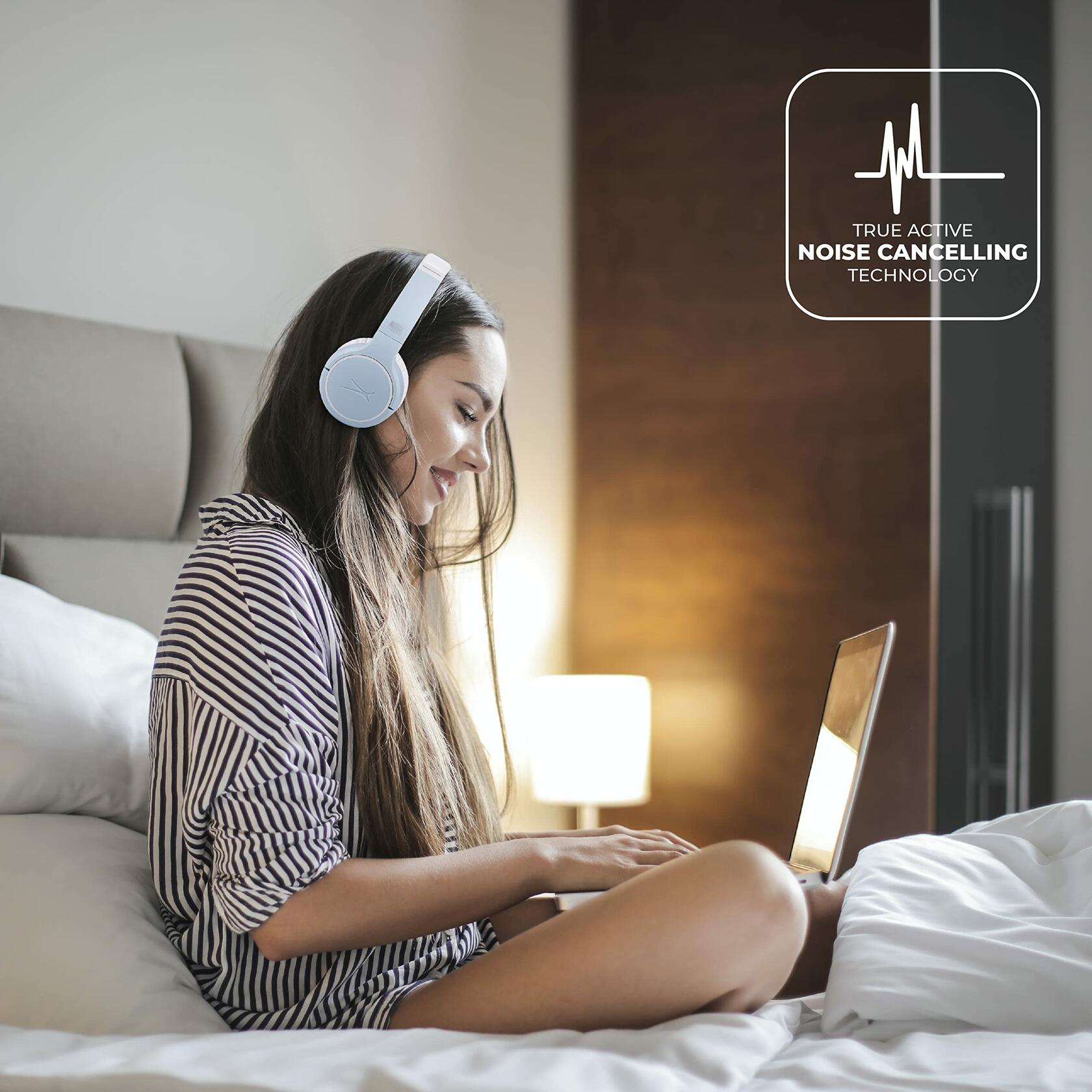 Altec Lansing Nanophones ANC Bluetooth Wireless Active Noise Cancelling Headphones On Ear Headphones (ICY)