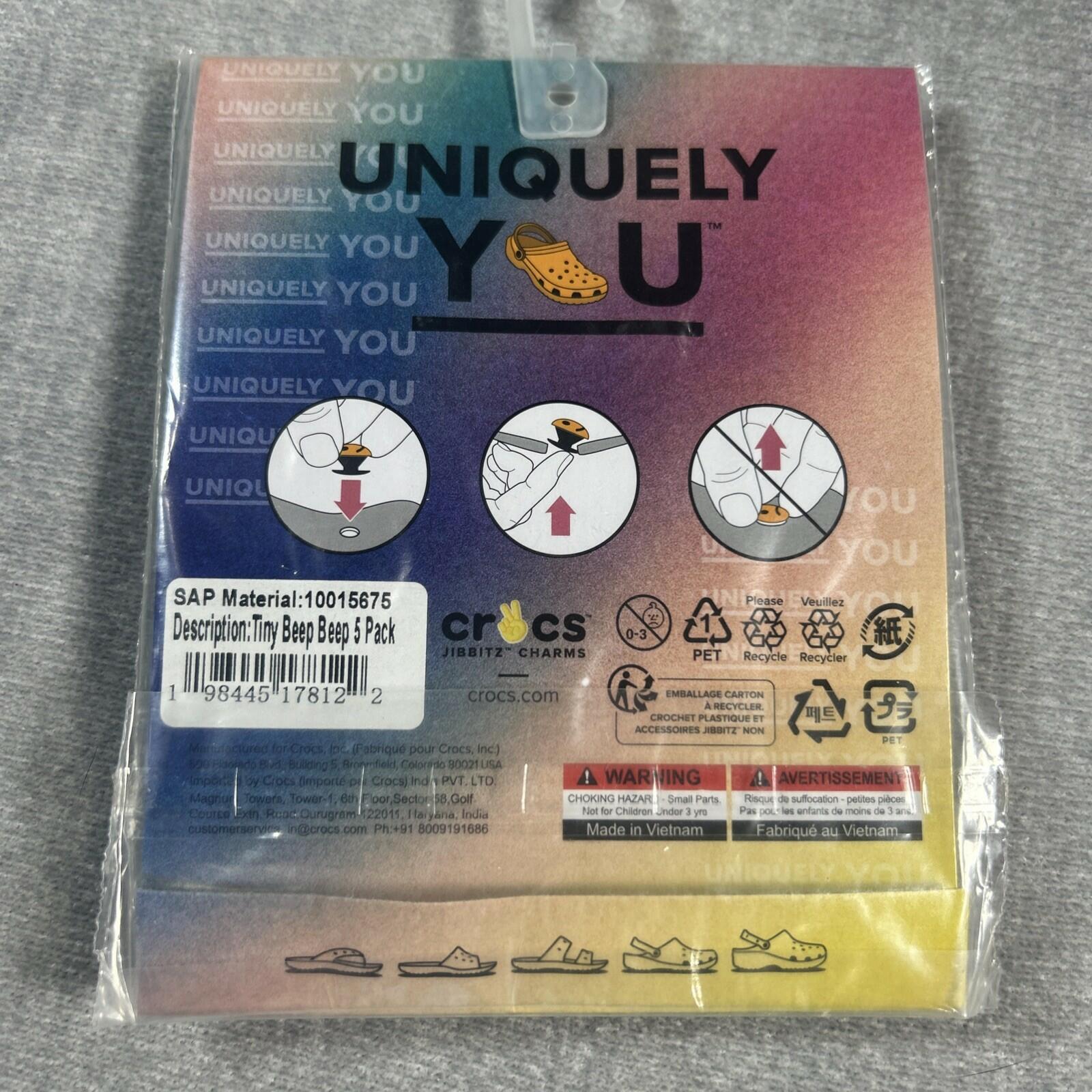 Crocs® Jibbitz Charms – Mixed Characters for Kids Shoes – Beep Beep - 5 Pack