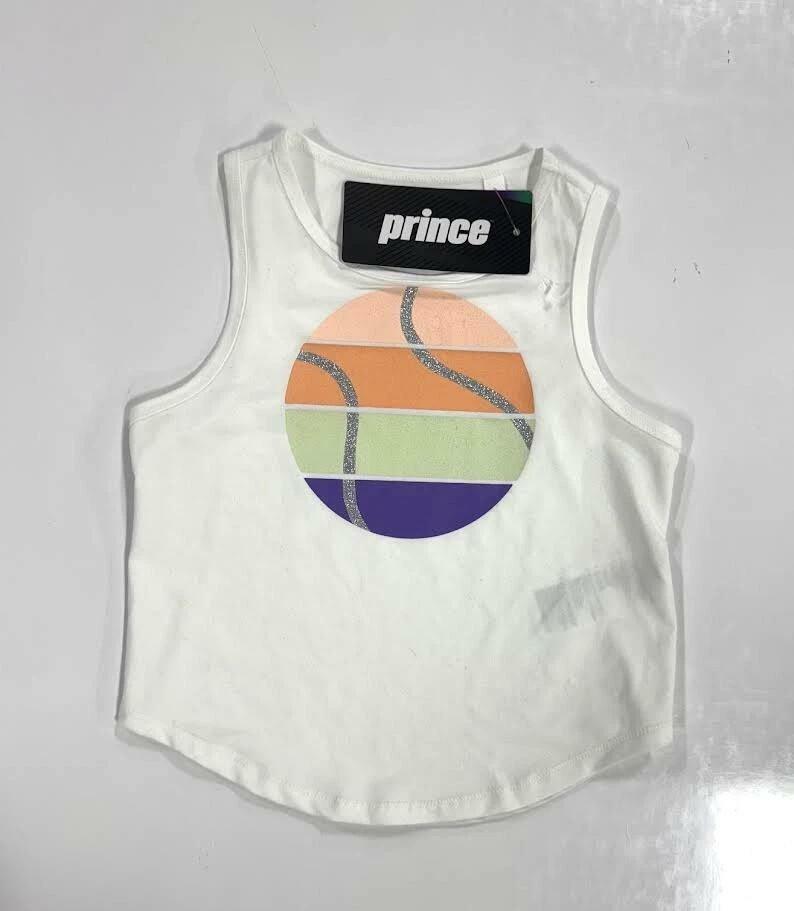 Prince Girl's Graphic Tank White Tennis Ball Split Top