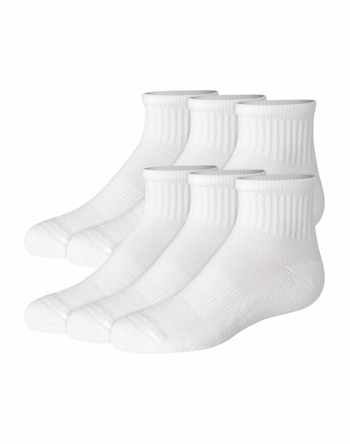Hanes Girls' 6pk Pure Comfort Organic Cotton Ankle Socks - White S