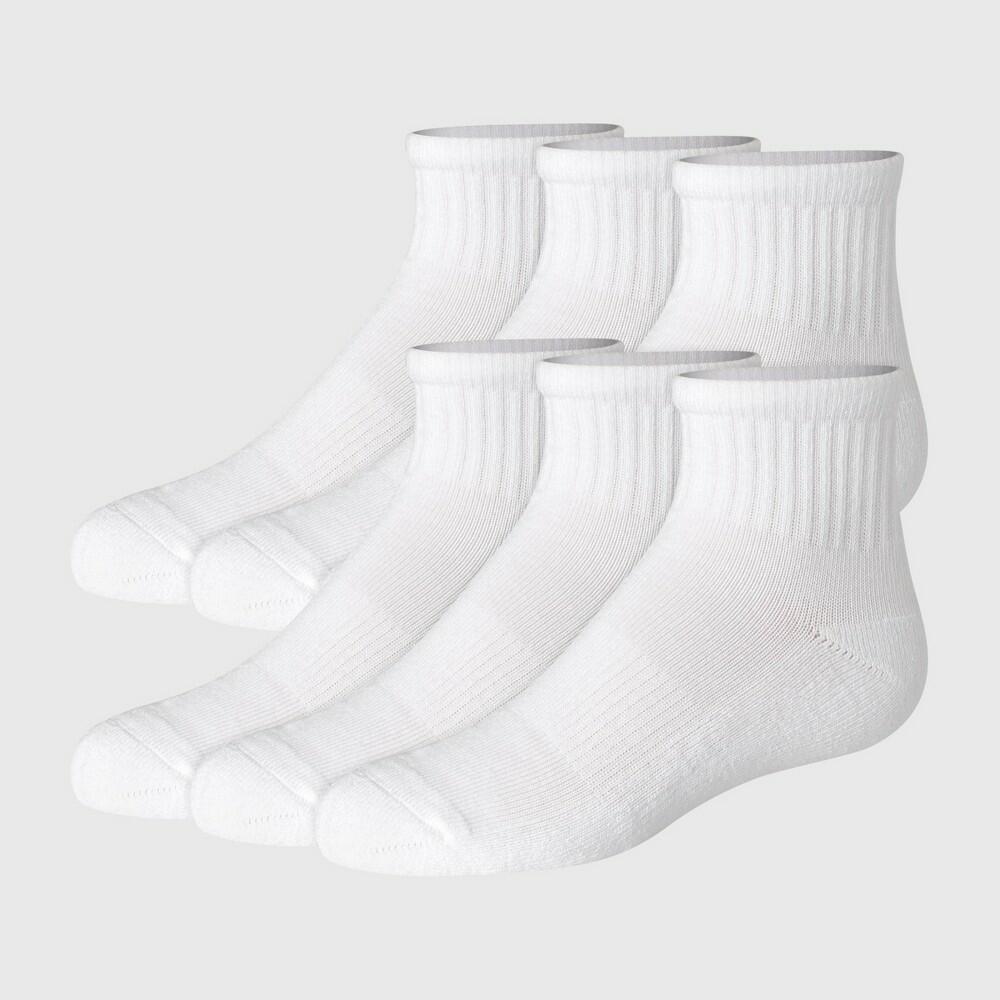 Hanes Girls' 6pk Pure Comfort Organic Cotton Ankle Socks - White S
