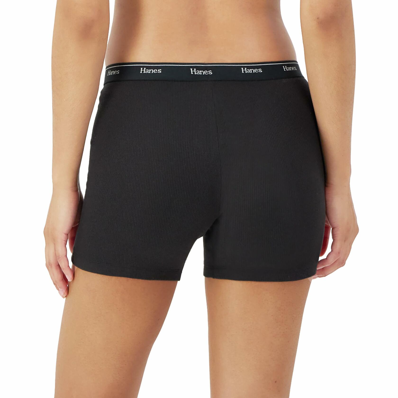 Hanes Originals Women's Mid-Thigh Boxer Brief Underwear, Breathable Cotton, 4Pk