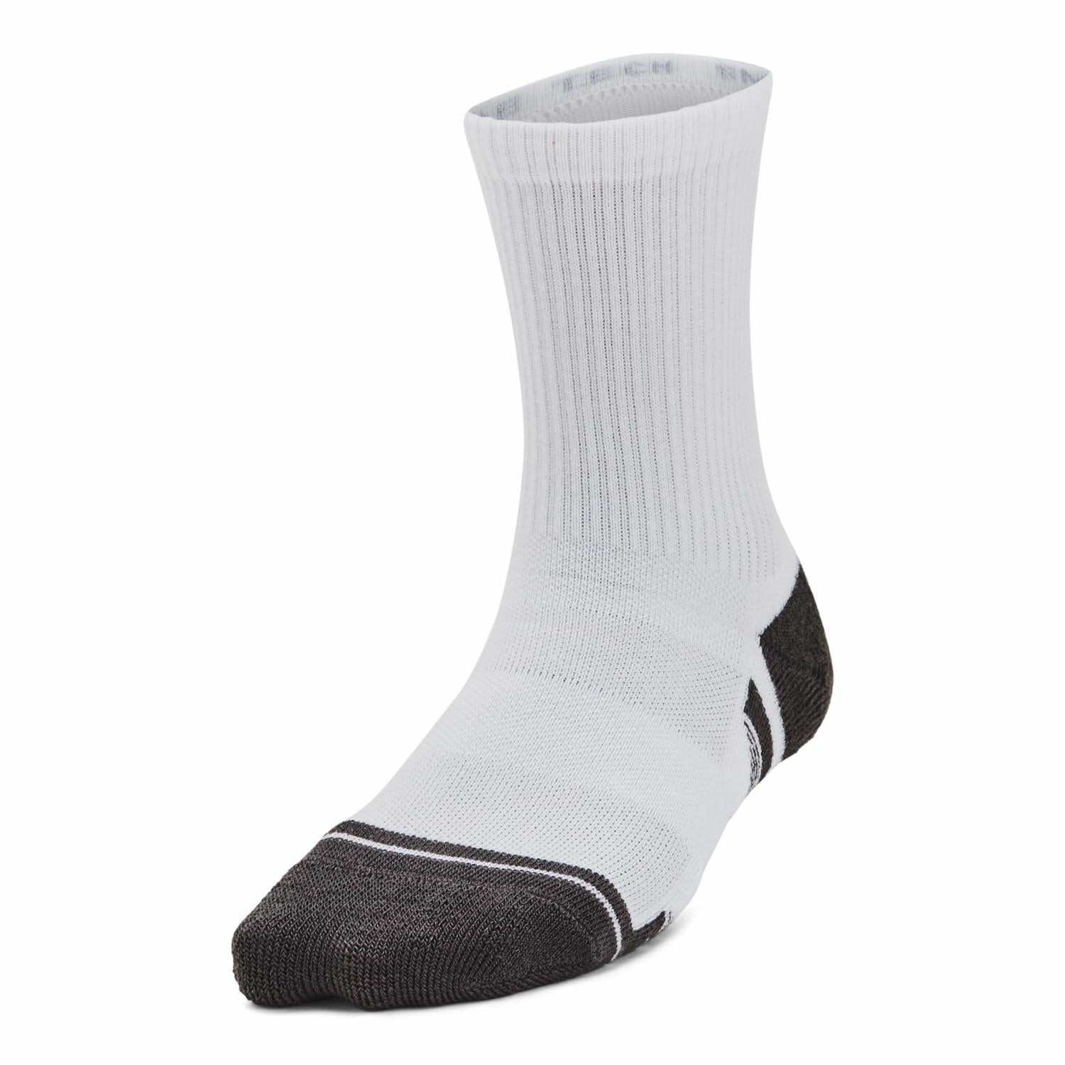 Under Armour Unisex Youth Performance Tech Crew Socks 3 Pk White/White/Gray, XS