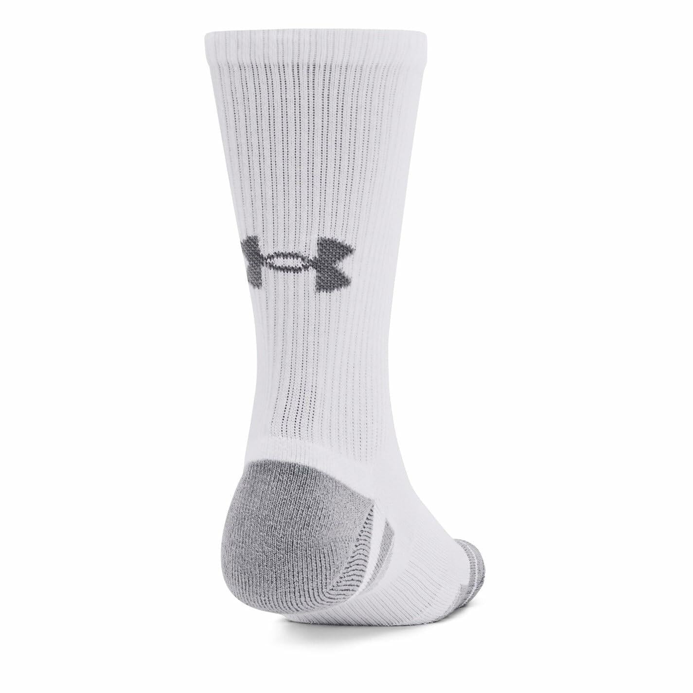 Under Armour - Unisex-Adult Performance Tech 3Pk Crew Socks, White, Size: Medium