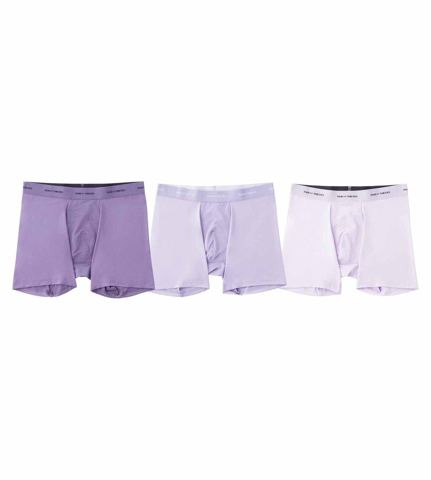 Pair of Thieves Men's Quick Dry Action Blend Boxer Briefs 3 Pack Lavender
