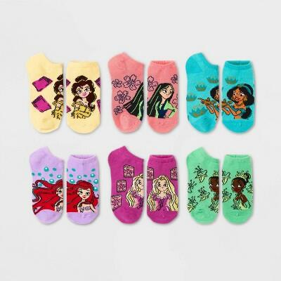 Girls' Disney Princess 6pk Socks - M/L