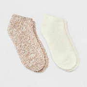 Women's Marled 2pk Cozy Low Cut Socks - Auden™ Taupe/Ivory 4-10