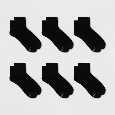 Fruit of the Loom Women's Cushioned 6pk Ankle Socks - Black 4-10:  4-Way Stretch