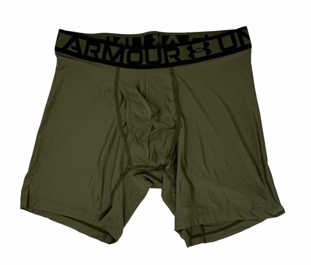 Under Armour Essential Tech Mesh Boxerjock 6" Inseam 3Pk Large Green/Grey/Black)