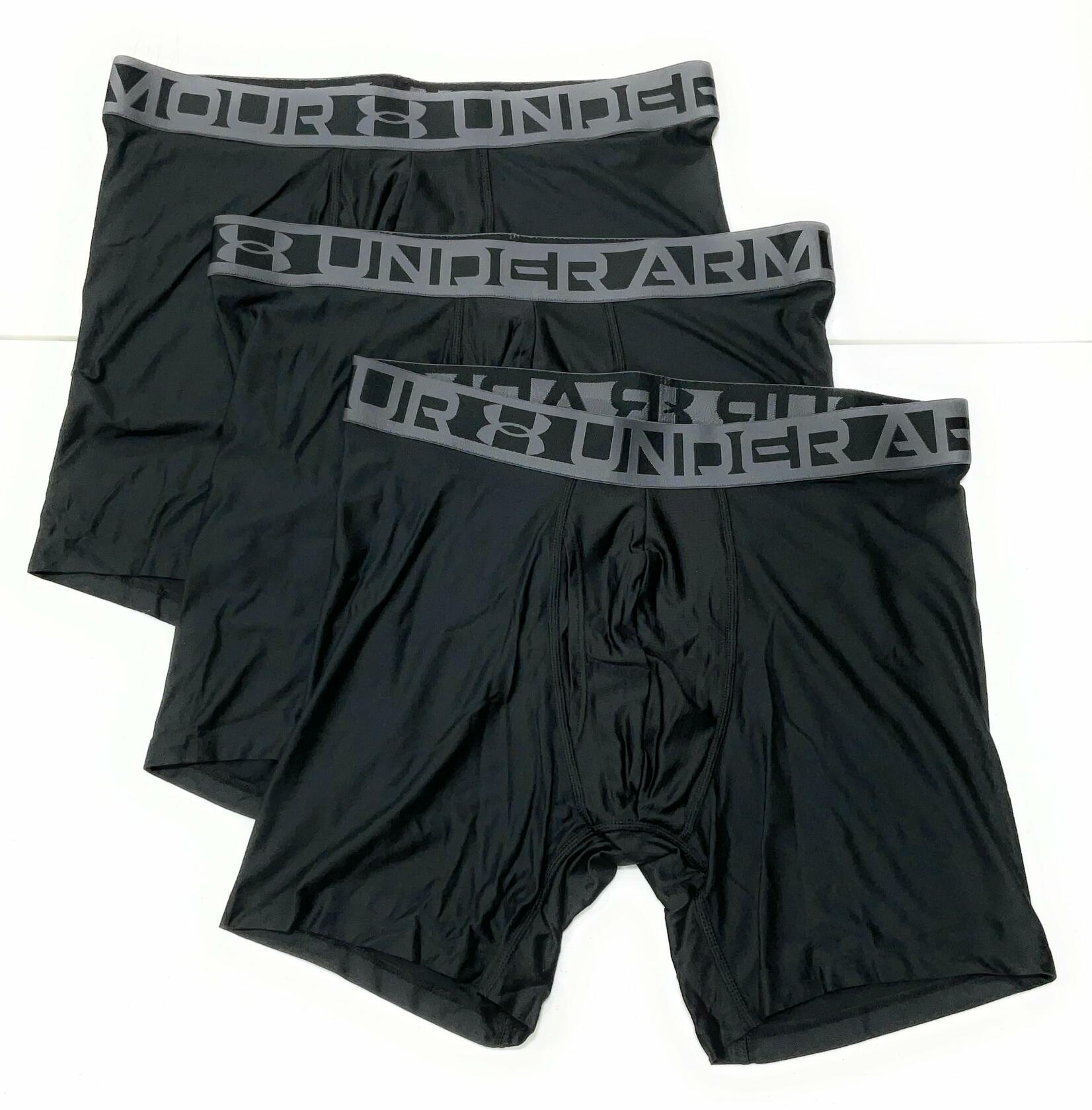 Under Armour Essential Tech 6" Inseam Boxerjock - 3 pack Large, Black