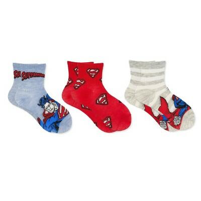 Boys' Warner Bros. Crew Superman Socks - 3pk Light Blue Denim S/M