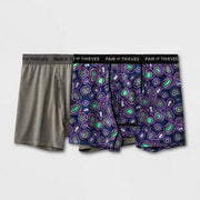 Pair of Thieves Men's Super Fit Boxer Briefs 2pk - Purple/Green Amoeba Medium