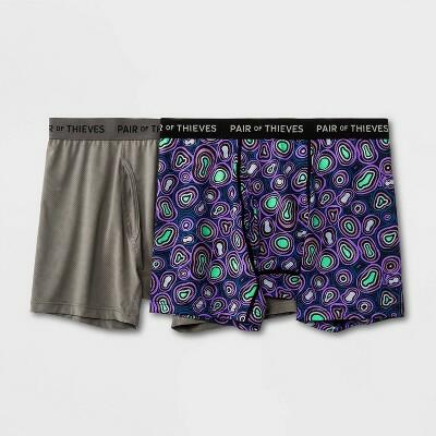 Pair of Thieves Men's Super Fit Boxer Briefs 2pk - Purple/Green Amoeba Medium