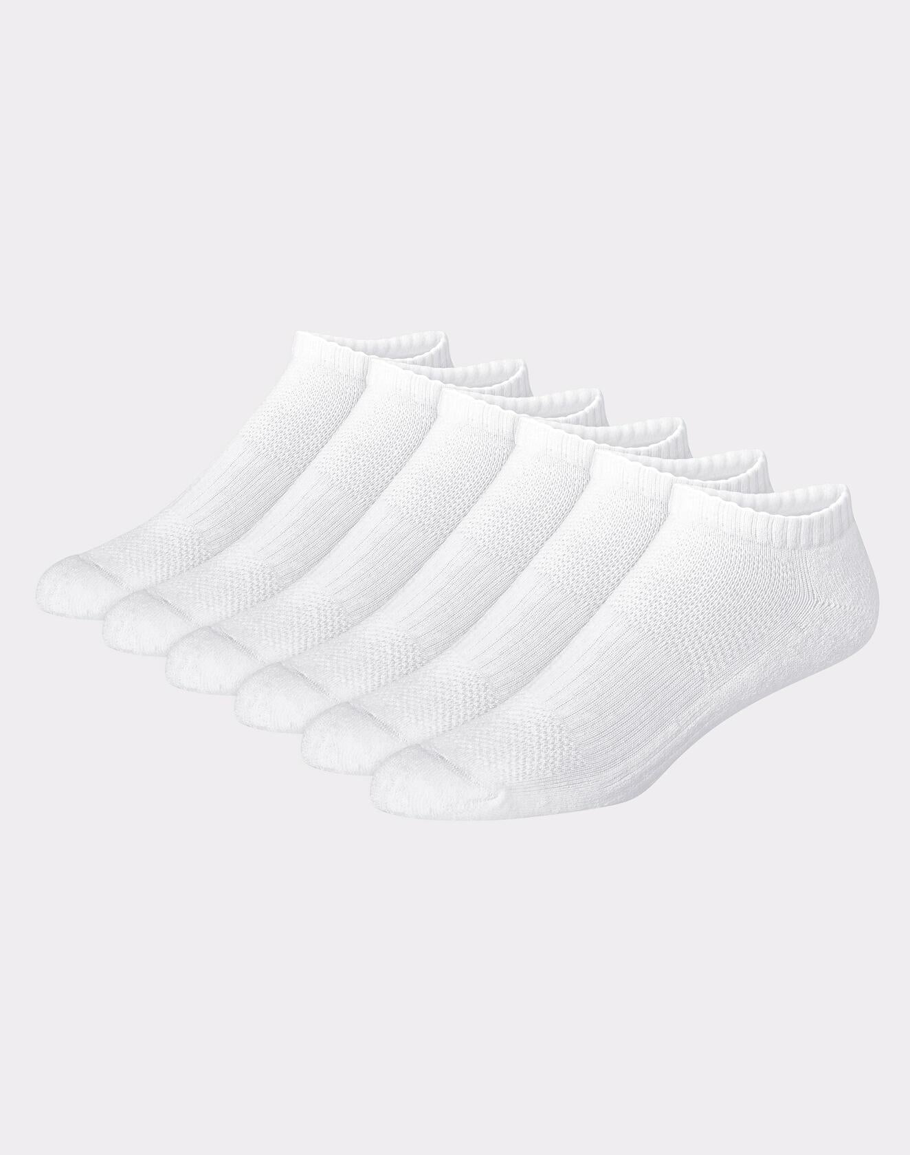 Men's Big & Tall Hanes Moves Premium Perf Cushion Low Cut Socks 6pk White 12-14
