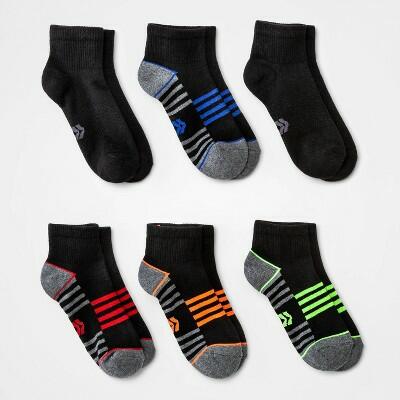 Kids' 6pk Ankle Socks - All In Motion™ Black M