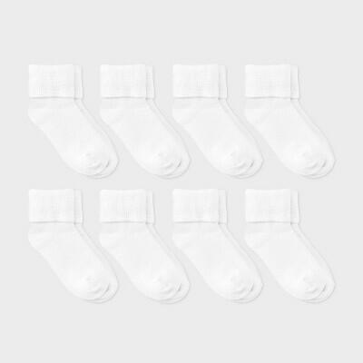Toddler 8pk Turn Cuff Socks - Dealworthy™ White 4T-5T: Lightweight Ankle Socks