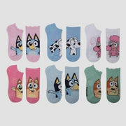Girls' Bluey 6pk No Show Socks - Blue M/L