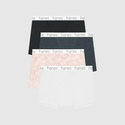 Hanes Premium Womens 4pk Boyfriend Cotton Stretch Boxer Briefs Colors Vary Large