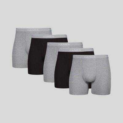 Hanes Mens' ComfortBlend Tagless Boxer Briefs, 5 + 1 Bonus Pack Black/Gray Large