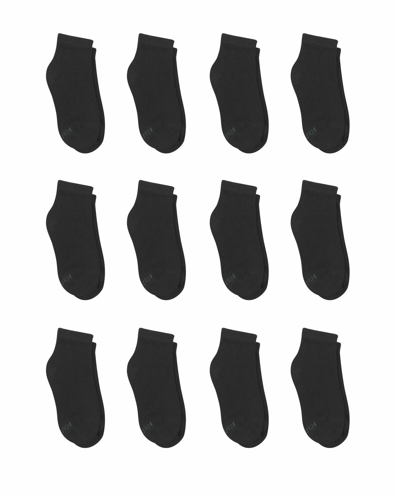 Hanes Boys Ankle Socks, 12 Pairs, Double Tough, Cushioned, Moisture-Wicking