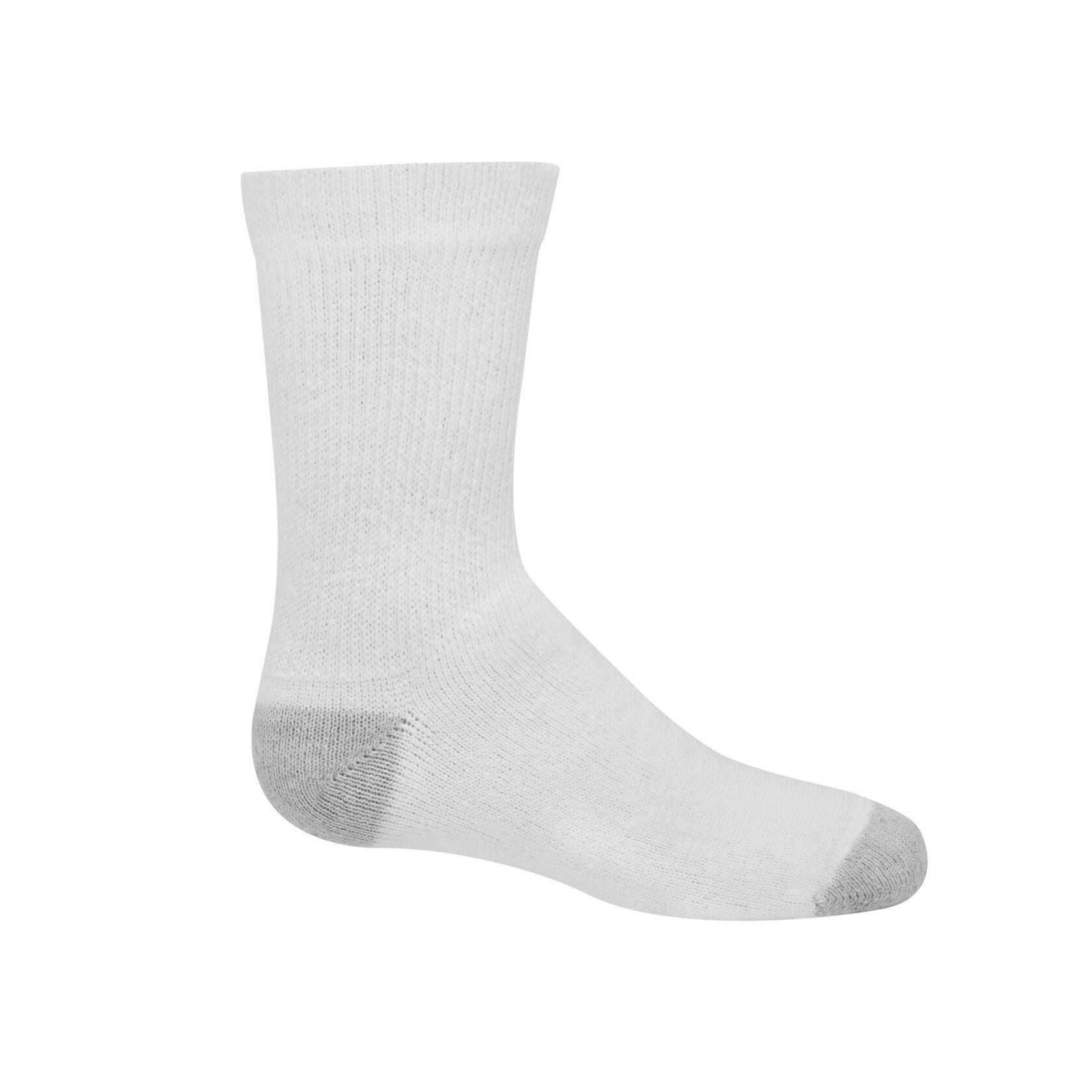 Hanes Crew Socks Pack 12 Pairs Double Tough Moisture-Wicking Boys Socks, White M