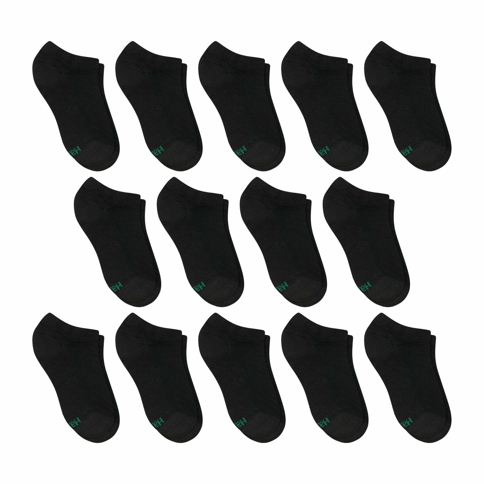 Hanes Boys' No-Show Socks, 14 Pairs, Stretch-Cotton Socks for Boys, 3-9