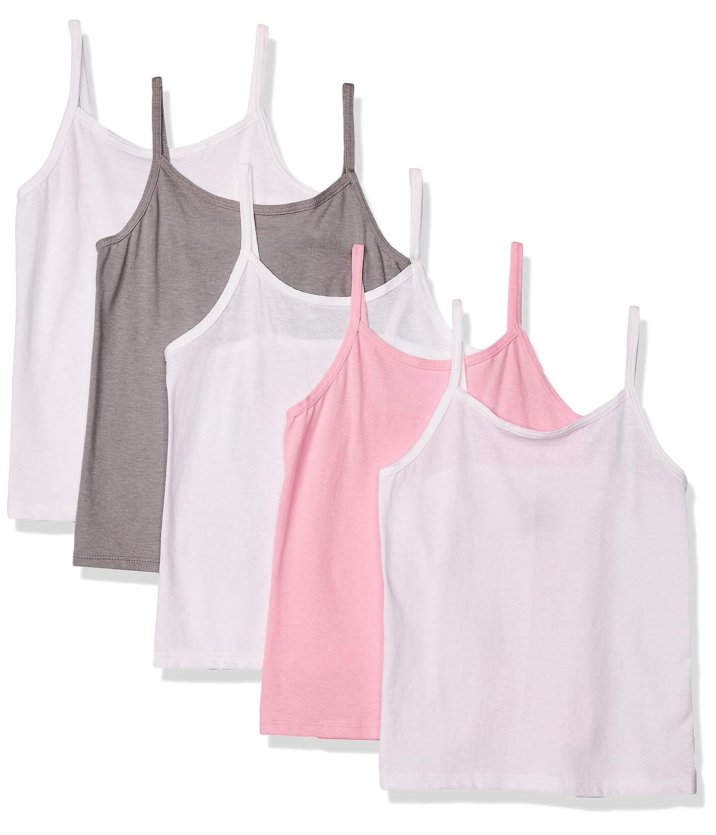 Hanes Girl Cami 5-Pack Tank Tops Tag Free Assorted Colors Under shirt sizes S-XL