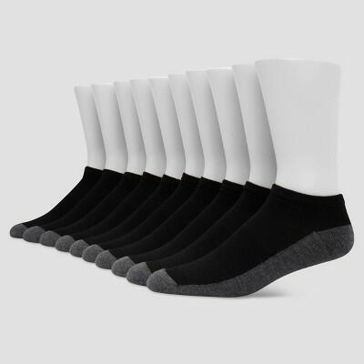 Men's Hanes Premium Low Cut Socks 10+1pk - Black Wicking Breathable M Size 6-12